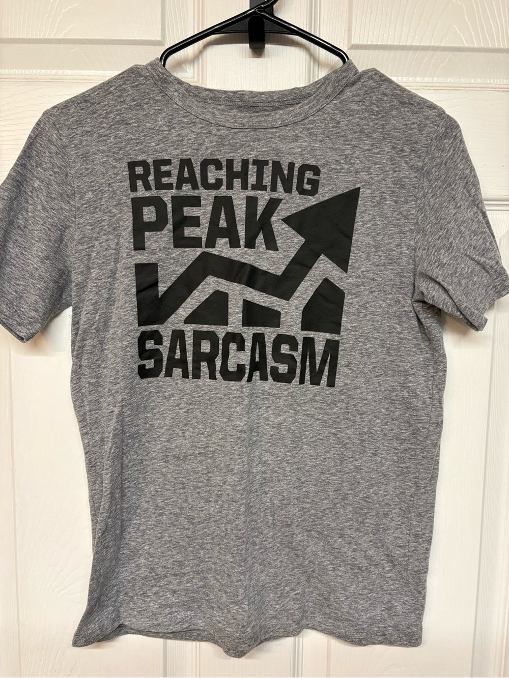 Place Gray Tee with Black 'Reaching Peak Sarcasm' Graphic